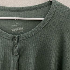 Womens Ribbed Henley Top